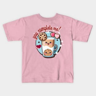 Cookie And Milk Love Kawaii Happy Cartoon Valentines Day Kids T-Shirt